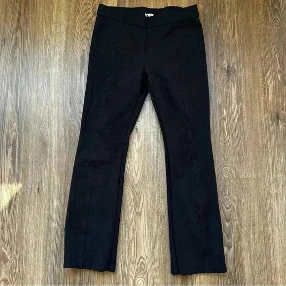 TORY BURCH black Seam Front Pull On Stacey Ponte 25" Crop Flare Pants Small Work - Picture 1 of 10
